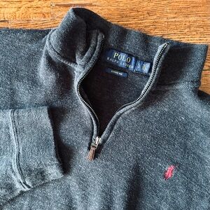 Polo Ralph Lauren Estate Rib Quarter Zip Pullover Men’s L Charcoal Gray